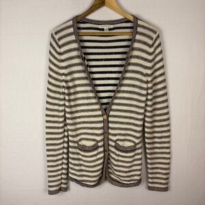 Banana Republic Navy Gold Striped Cardigan Sweater Nautical Preppy